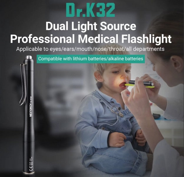 Lampe Nextorch DR K32 80 Lumens blanc / Jaune - Lampe médicale rechargeable - NYCTALOPE