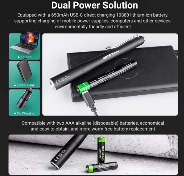 Lampe Nextorch DR K32 80 Lumens blanc / Jaune - Lampe médicale rechargeable - NYCTALOPE