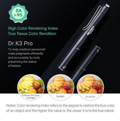 Lampe Nextorch DR K3 PRO - 80 Lumens blanc / Jaune - Lampe médicale rechargeable  NYCTALOPE  