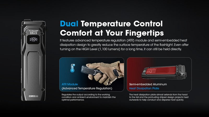 Lampe Torche Nitecore EDC23 - 2500 Lumens rechargeable  NYCTALOPE  