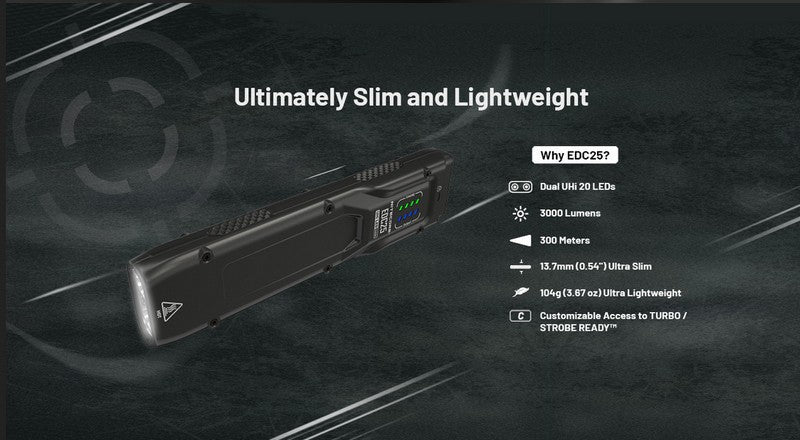 Lampe Torche Nitecore EDC25 - 3000 Lumens rechargeable  NYCTALOPE  
