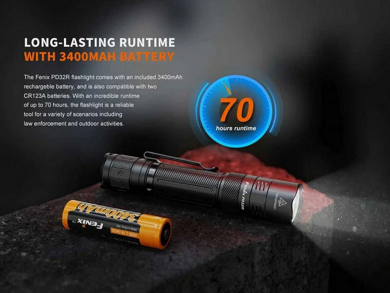 Lampe Torche Fenix PD32R - 1400Lumens - rechargeable batterie 18650 3400 mAh incluse