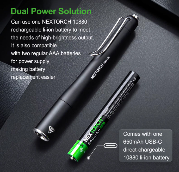 Lampe Nextorch DR.K33UV 1300mW - Lampe UV rechargeable - NYCTALOPE