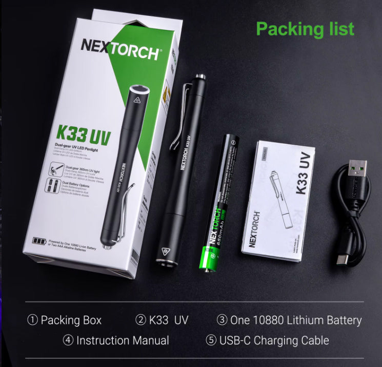 Lampe Nextorch DR.K33UV 1300mW - Lampe UV rechargeable - NYCTALOPE