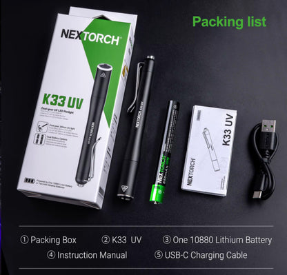 Lampe Nextorch DR.K33UV 1300mW - Lampe UV rechargeable - NYCTALOPE