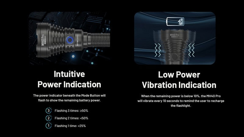 Lampe Torche Nitecore MH40 PRO - 3500 Lumens - Interrupteur sans fil  NYCTALOPE  
