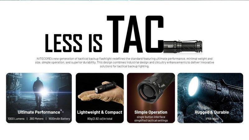 Lampe Torche tactique Nitecore MT1C PRO - 1800Lumens  NYCTALOPE  