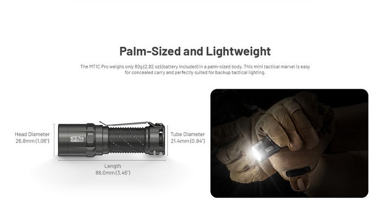 Lampe Torche tactique Nitecore MT1C PRO - 1800Lumens  NYCTALOPE  