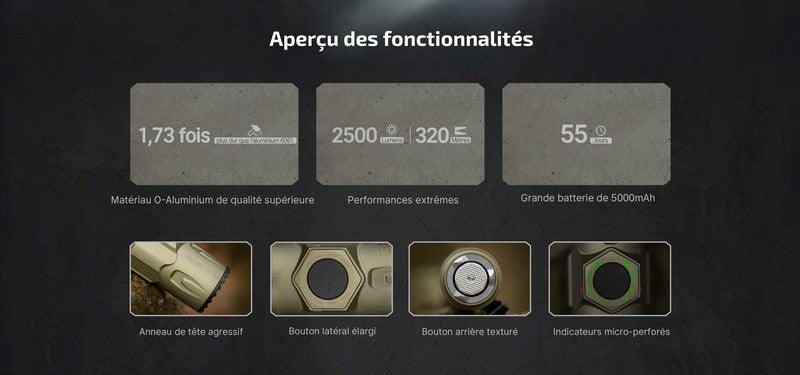 Lampe Torche Olight Warrior Ultra - 2500 Lumens - Performances tactiques supérieures - NYCTALOPE