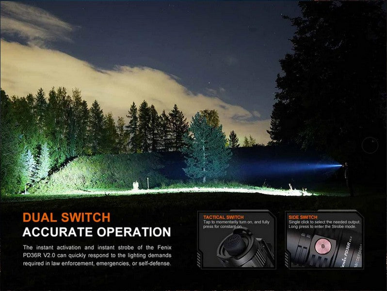 Lampe Torche Tactique Fenix PD36R V2.0 – 1700 Lumens - Rechargeable  NYCTALOPE  