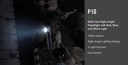 Lampe angle droit multifonctions Nextorch P10 1400 Lumens lumière rouge et bleue  NYCTALOPE  