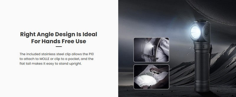 Lampe angle droit multifonctions Nextorch P10 1400 Lumens lumière rouge et bleue  NYCTALOPE  