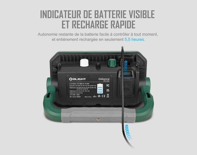 Lampe de travail lanterne Olight Odiance - 3000 Lumens projecteur rechargeable  NYCTALOPE  