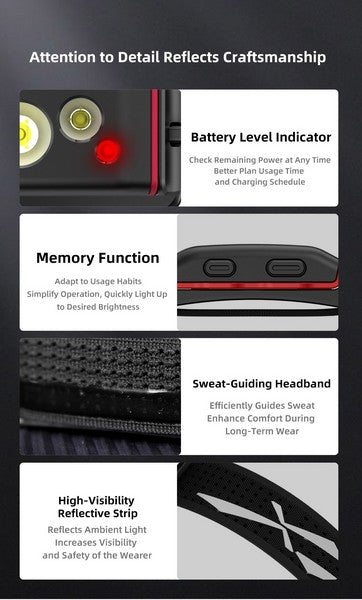 Lampe Frontale Klarus HM5 V2 - 800 Lumens - Lumière rouge - Ultra légère - NYCTALOPE