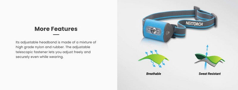 Nextorch TrekStar - lampe frontale légère 220 Lumens avec lumière rouge  NYCTALOPE  