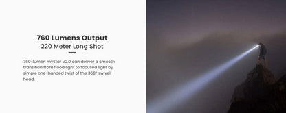 Nextorch myStar V2.0 - 760 Lumens - lampe frontale rechargeable Focusable  NYCTALOPE  