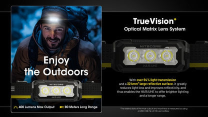 Lampe Frontale Nitecore HA15 UHE – 400 Lumens – Lumière rouge - NYCTALOPE