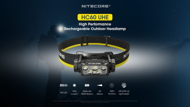 Lampe frontale Nitecore HC60 UHE 1600 Lumens rechargeable USB-C - Lumière rouge  NYCTALOPE  