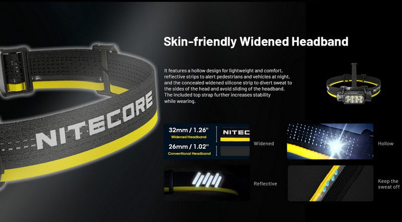 Lampe frontale Nitecore HC65 UHE - 2000 Lumens - Rechargeable USB-C - Lumière rouge  NYCTALOPE  