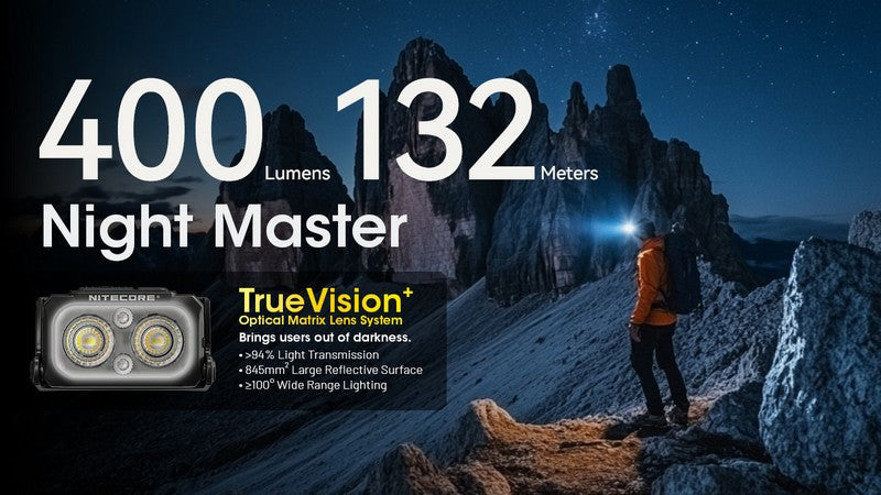 Lampe Frontale Nitecore NU25 MCT – 400 Lumens rechargeable - NYCTALOPE