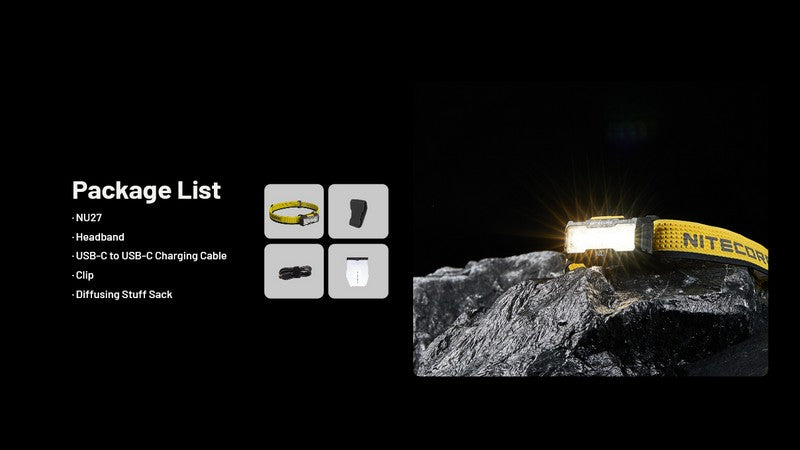 Lampe frontale Nitecore NU27 - 600 Lumens rechargeable  NYCTALOPE  