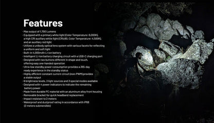 Lampe Frontale Nitecore NU45 – 1700 Lumens  NYCTALOPE  