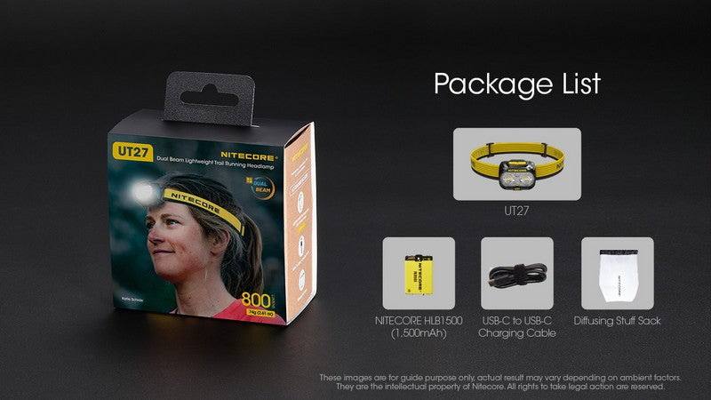 Lampe Frontale Nitecore UT27 NEW PRO – 800 Lumens - Blanche  NYCTALOPE  