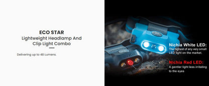 Nextorch ecoStar - lampe frontale ou lampe à clip ultra légère - 48 Lumens  NYCTALOPE  