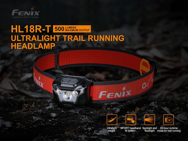 Lampe Frontale Fenix HL18R-T - 500 Lumens - Ultralégère Running Trail