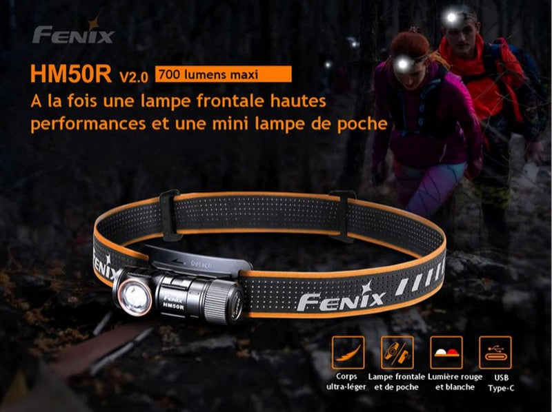 Lampe Frontale Fenix HM50R V2.0 - 700 Lumens - Rechargeable USB-C  NYCTALOPE  