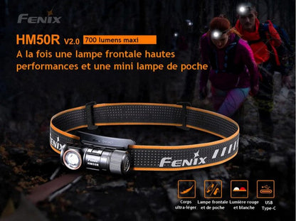 Lampe Frontale Fenix HM50R V2.0 - 700 Lumens - Rechargeable USB-C  NYCTALOPE  