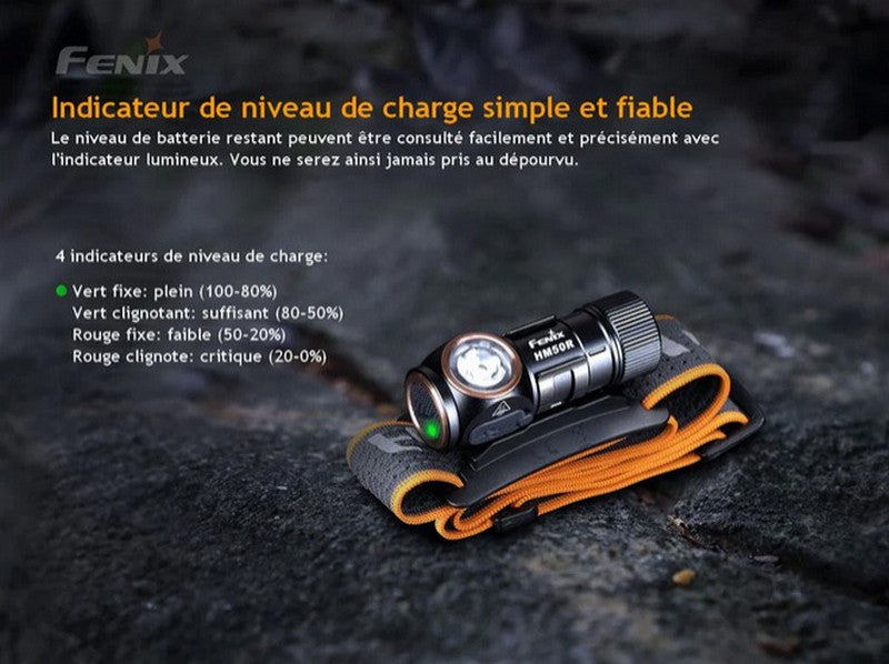 Lampe Frontale Fenix HM50R V2.0 - 700 Lumens - Rechargeable USB-C  NYCTALOPE  