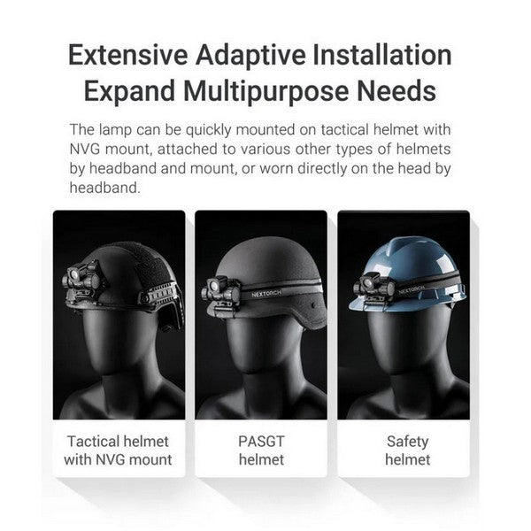 Lampe frontale Nextorch oStar - 500 Lumens - multifonctions pour casque de chantier et tactique  NYCTALOPE  