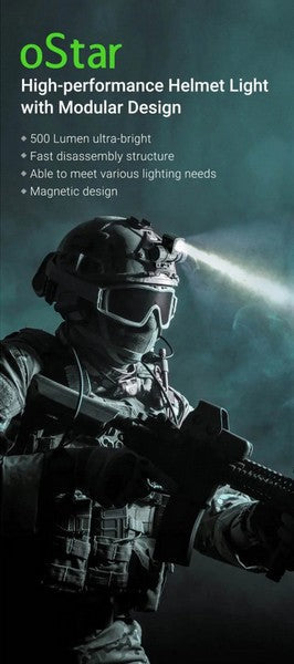 Lampe frontale Nextorch oStar - 500 Lumens - multifonctions pour casque de chantier et tactique  NYCTALOPE  