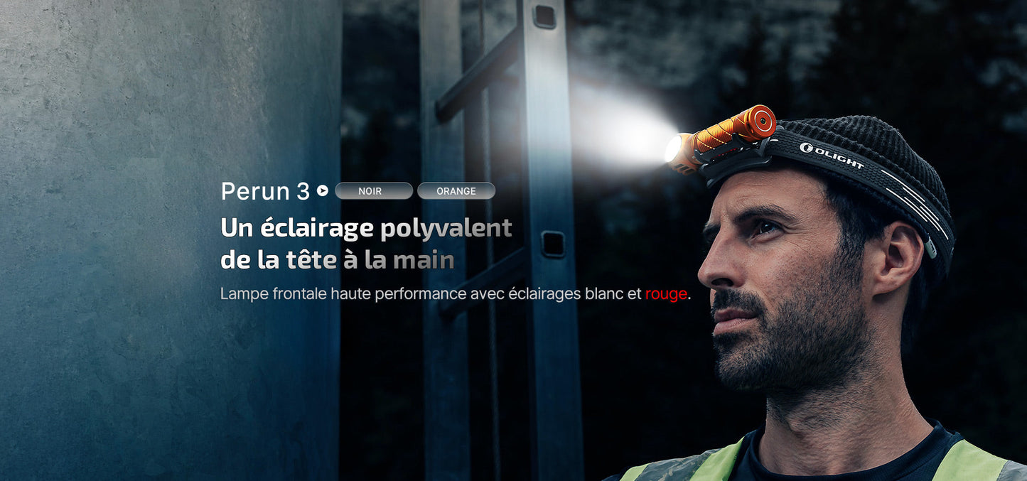 Lampe Frontale Olight Perun 3 - 3000 Lumens rechargeable  NYCTALOPE  