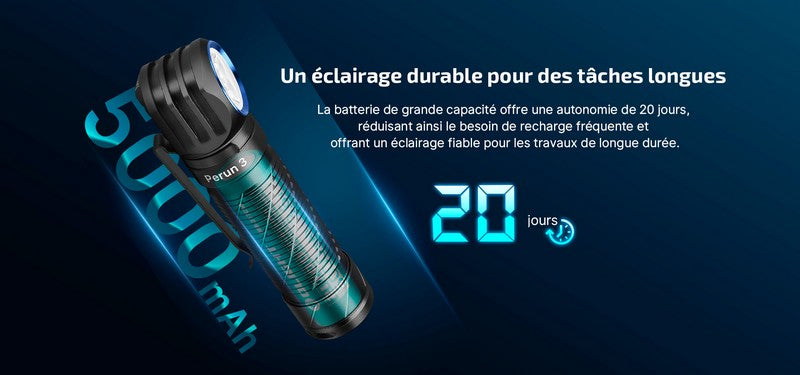 Lampe Frontale Olight Perun 3 - 3000 Lumens rechargeable  NYCTALOPE  