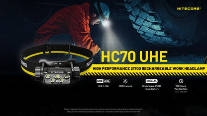 Lampe frontale Nitecore HC70 UHE - 1600 Lumens  NYCTALOPE  