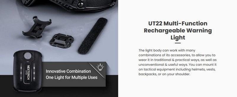 Lampe Multifonction Nextorch UT22L (Molle et Clip) - 11 Lumens - rouge et bleu clignotant - warning light  NYCTALOPE  