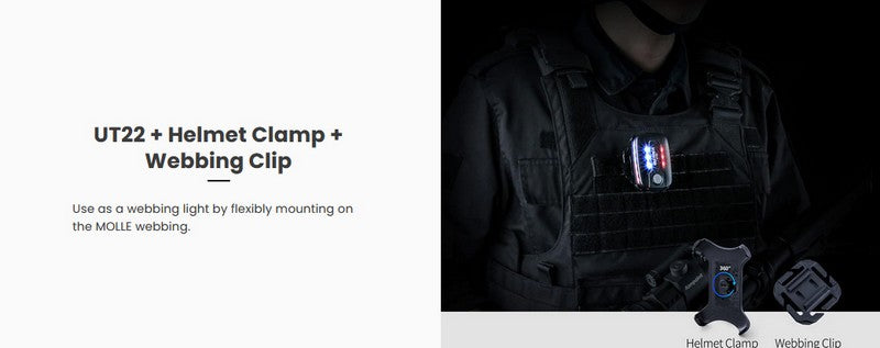 Lampe Multifonction Nextorch UT22L (Molle et Clip) - 11 Lumens - rouge et bleu clignotant - warning light  NYCTALOPE  