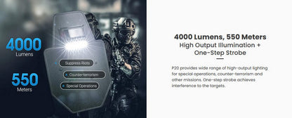 Lampe Tactique Nextorch P20 - 4000 Lumens - phare pour bouclier balistique  NYCTALOPE  
