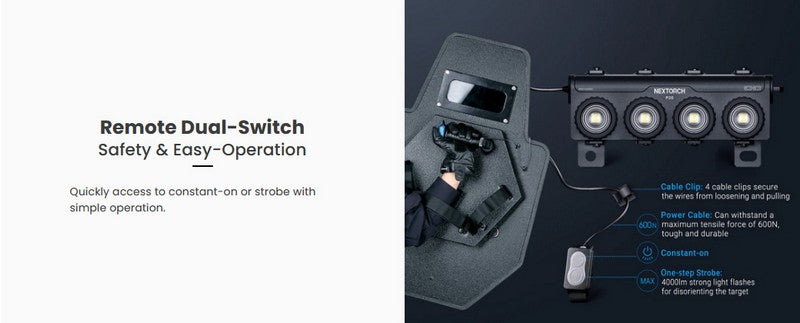 Lampe Tactique Nextorch P20 - 4000 Lumens - phare pour bouclier balistique  NYCTALOPE  