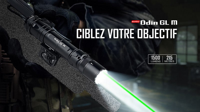 Lampe Torche Olight Odin GL - 1500 Lumens - Fixation Picatanny et Switch - Laser Vert  NYCTALOPE  