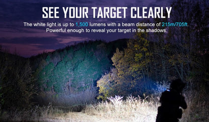 Lampe Torche Olight Odin GL - 1500 Lumens - Fixation Picatanny et Switch - Laser Vert  NYCTALOPE  