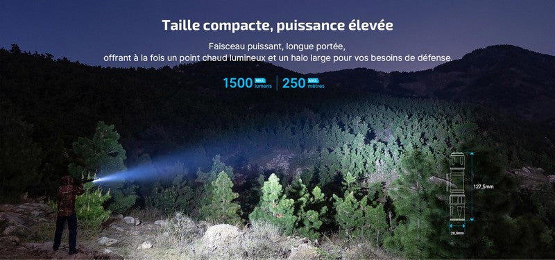 Lampe Torche Olight Odin S – 1500 Lumens – Fixation M-LOK ou Picatinny  NYCTALOPE  