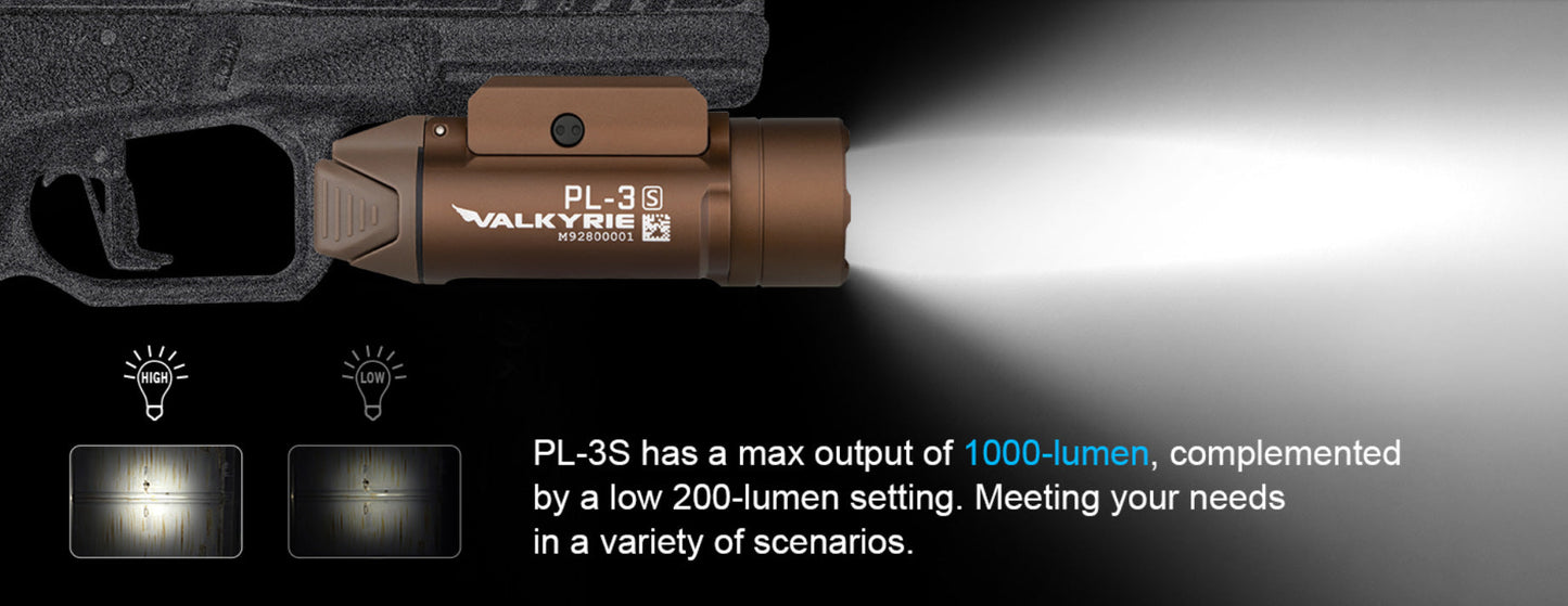 Lampe Tactique Olight Valkyrie PL-3S - 1000 Lumens - Lampe tactique militaire professionnelle  NYCTALOPE  