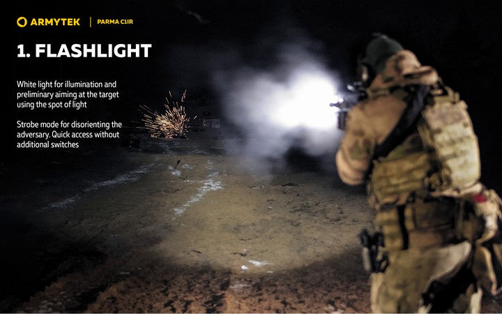 Armytek Parma C1IR- Lampe tactique blanche et infrarouge pour arme ou casque