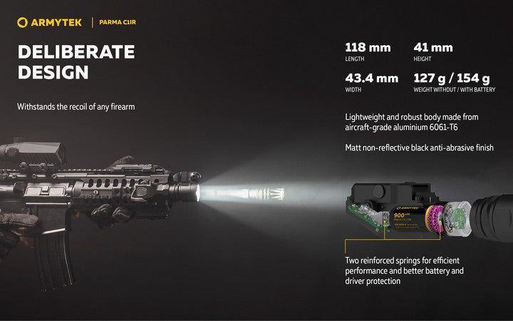 Armytek Parma C1IR- Lampe tactique blanche et infrarouge pour arme ou casque