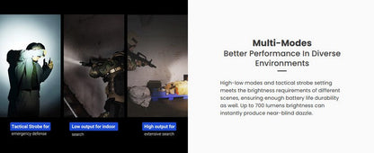 Lampe arme à feu Nextorch WL60 - 700Lumens - laser vert - Fixation sur rail  NYCTALOPE  