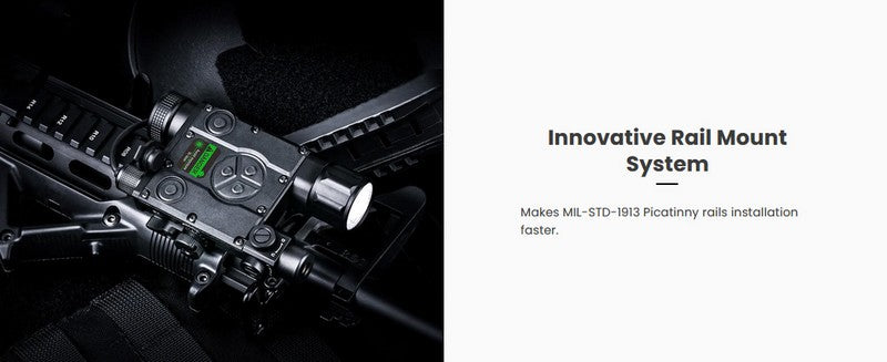 Lampe arme à feu Nextorch WL60 - 700Lumens - laser vert - Fixation sur rail  NYCTALOPE  