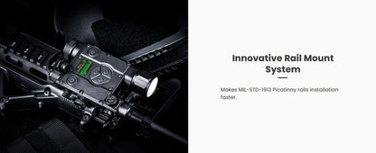 Lampe arme à feu Nextorch WL60 - 700Lumens - laser vert - Fixation sur rail  NYCTALOPE  